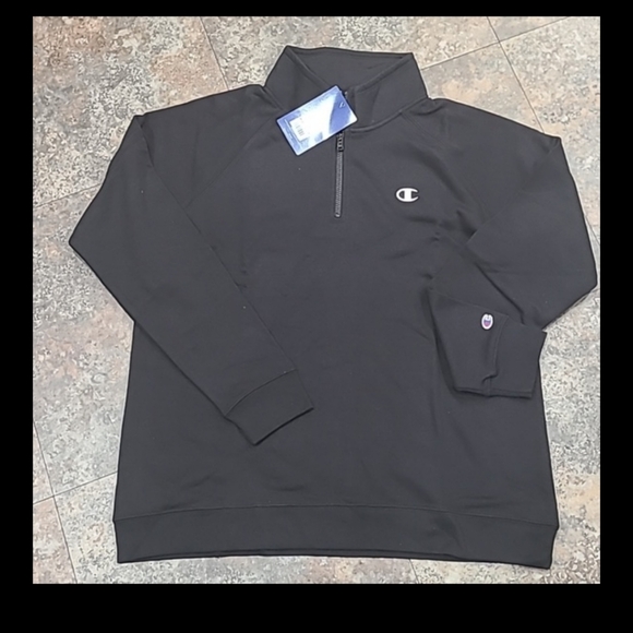 Womens Champion black quarter zip mid weight sweatshirt top NWT XL - Picture 2 of 7